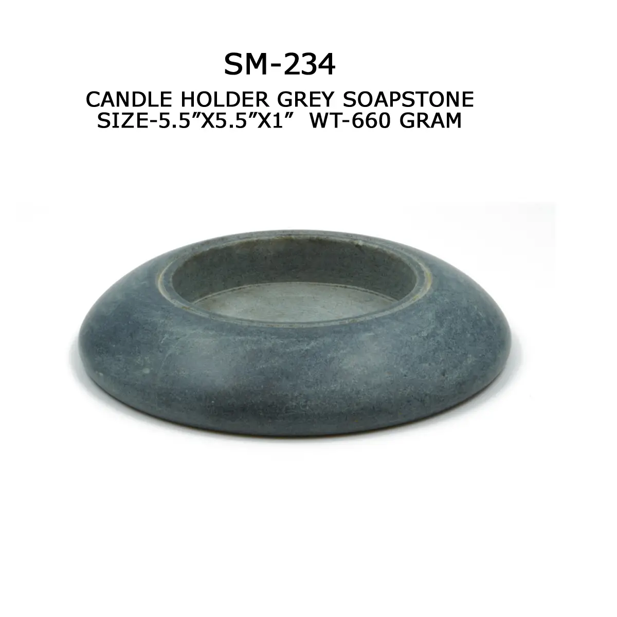 CANDLE HOLDER GREY SOAPSTONE